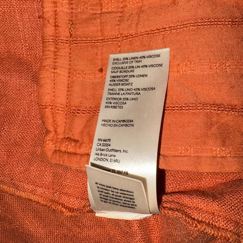 Anthropologie Burnt Orange Linen Blend Tulip Back Open Front Blazer Jacket‎ sz 4 - Picture 5 of 7